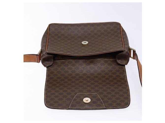 Céline Borsa a Spalla in Tela Macadam CELINE in Pelle PVC Marrone Oro Auth 139442 D'oro - vista 19