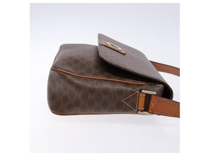 Céline Borsa a Spalla in Tela Macadam CELINE in Pelle PVC Marrone Oro Auth 139442 D'oro - vista 3