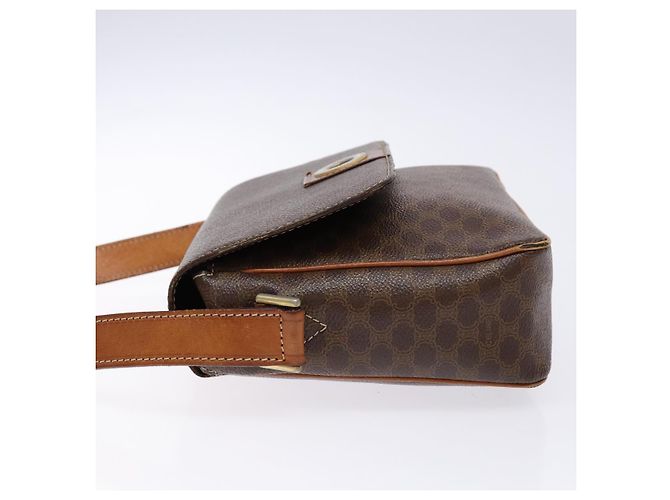 Céline Borsa a Spalla in Tela Macadam CELINE in Pelle PVC Marrone Oro Auth 139442 D'oro - vista 4