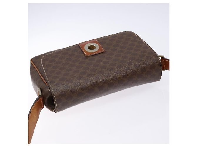 Céline Borsa a Spalla in Tela Macadam CELINE in Pelle PVC Marrone Oro Auth 139442 D'oro - vista 6