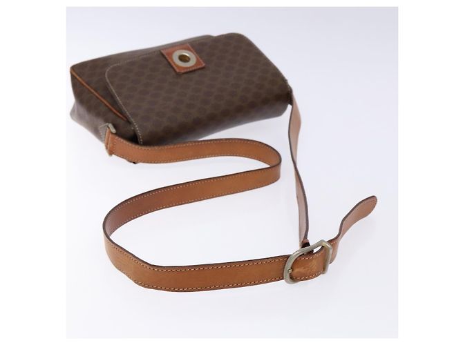 Céline Borsa a Spalla in Tela Macadam CELINE in Pelle PVC Marrone Oro Auth 139442 D'oro - vista 7