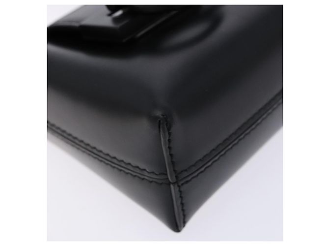 Borsa a mano Gancini in pelle nera e argento di Salvatore Ferragamo Auth 137178 Nero - vista 14