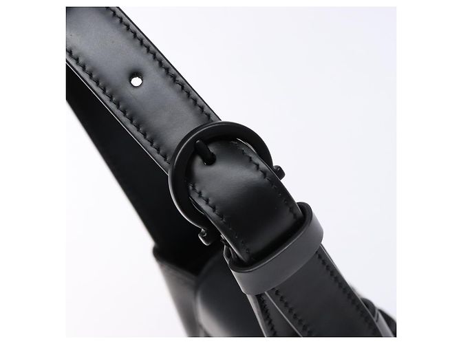 Borsa a mano Gancini in pelle nera e argento di Salvatore Ferragamo Auth 137178 Nero - vista 18