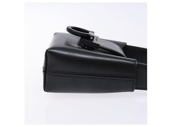 Borsa a mano Gancini in pelle nera e argento di Salvatore Ferragamo Auth 137178 Nero - vista 3