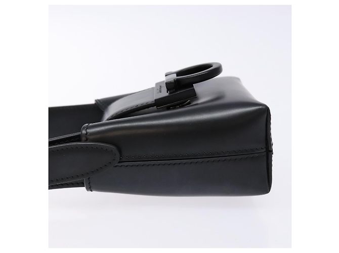 Borsa a mano Gancini in pelle nera e argento di Salvatore Ferragamo Auth 137178 Nero - vista 4