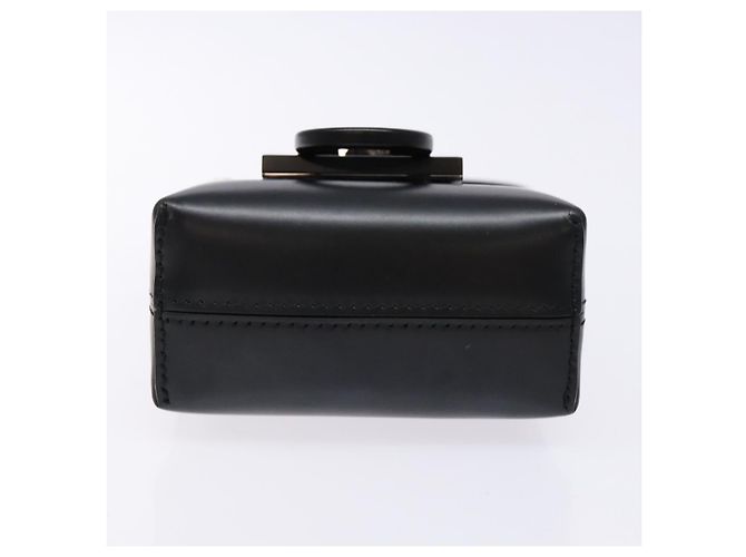 Borsa a mano Gancini in pelle nera e argento di Salvatore Ferragamo Auth 137178 Nero - vista 5