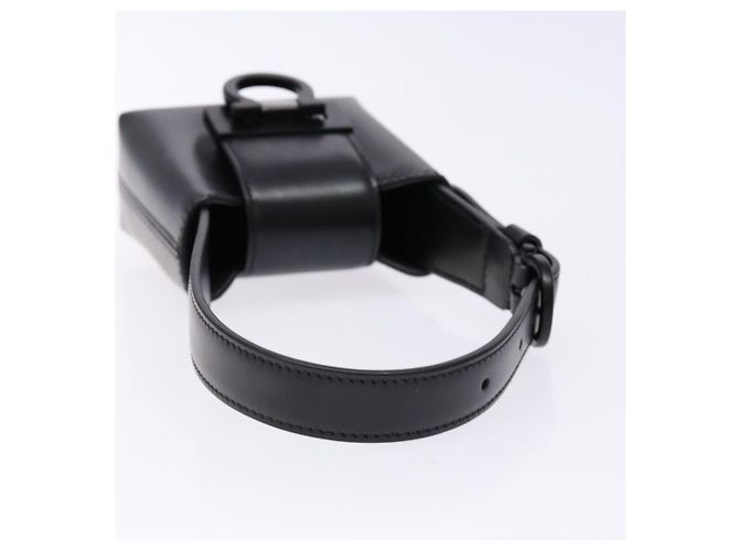 Borsa a mano Gancini in pelle nera e argento di Salvatore Ferragamo Auth 137178 Nero - vista 7