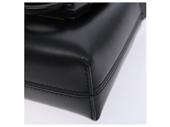 Borsa a mano Gancini in pelle nera e argento di Salvatore Ferragamo Auth 137178 Nero - vista 9