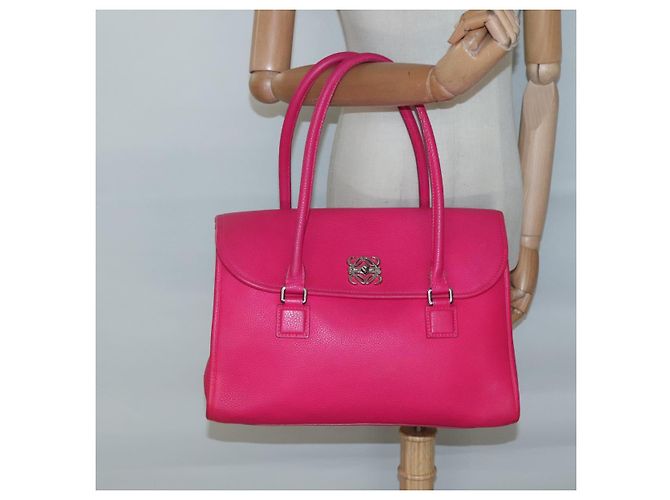 Borsa a Spalla LOEWE in Pelle Rosa Argento Autentica 138559 - vista 20