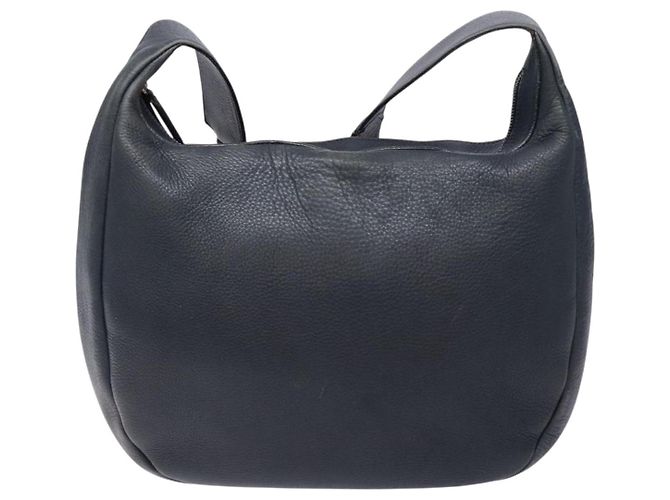 Salvatore Ferragamo Gancini Shoulder Bag Leather Navy Gold Auth 138329 Golden Navy blue - view 13