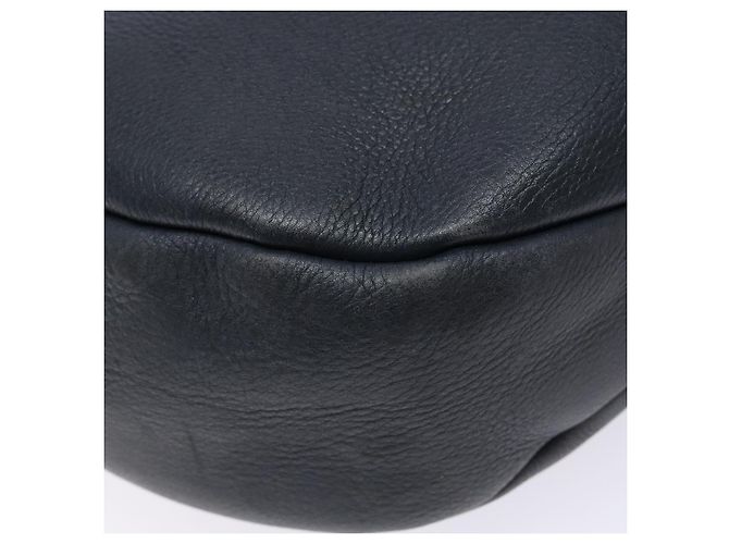 Salvatore Ferragamo Gancini Shoulder Bag Leather Navy Gold Auth 138329 Golden Navy blue - view 14