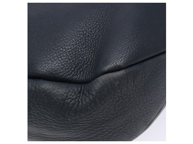 Salvatore Ferragamo Gancini Shoulder Bag Leather Navy Gold Auth 138329 Golden Navy blue - view 16