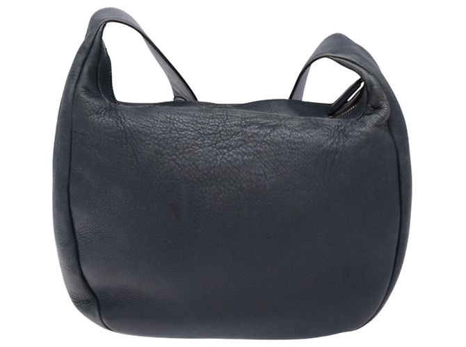 Salvatore Ferragamo Gancini Shoulder Bag Leather Navy Gold Auth 138329 Golden Navy blue - view 2