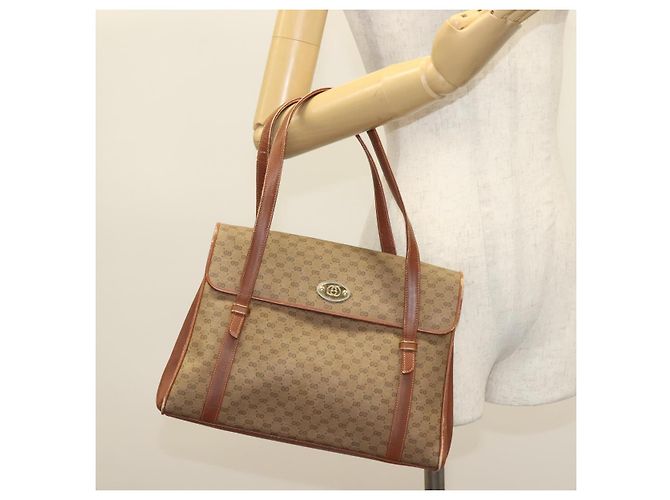 Gucci Borsa a mano Micro GG Supreme in PVC beige e oro 000 46 4857 Auth th6300 D'oro - vista 24