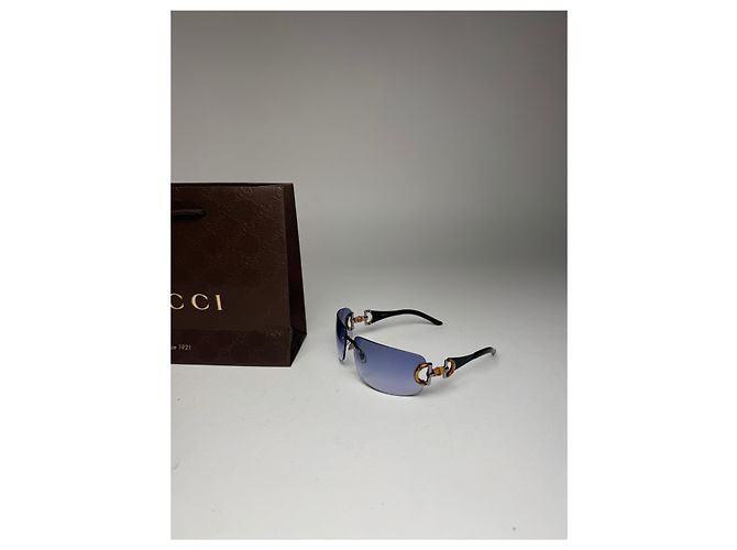 Bamboo Occhiali da sole Gucci Vintage in bambù Nero - vista 14