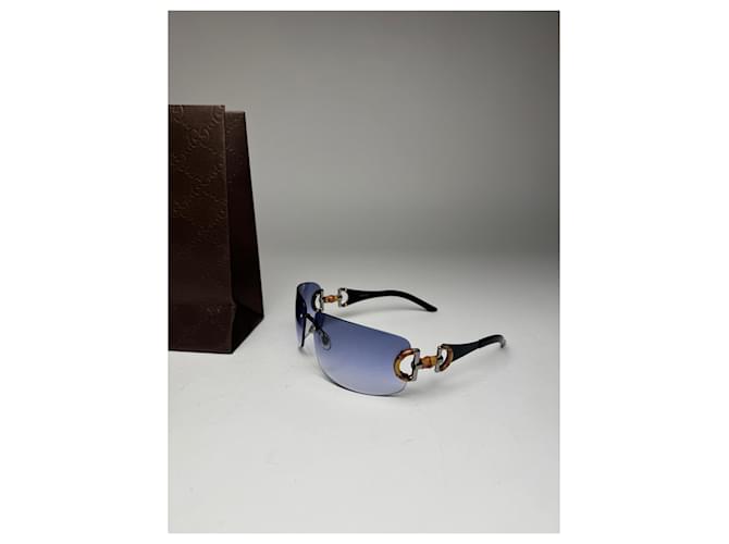 Bamboo Occhiali da sole Gucci Vintage in bambù Nero - vista 5