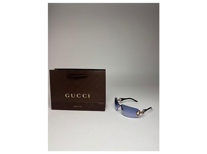 Bamboo Occhiali da sole Gucci Vintage in bambù Nero - vista 8