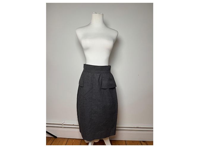 Vintage Chanel Wollrock grau 36/S Anthrazitgrau - Ansicht 14