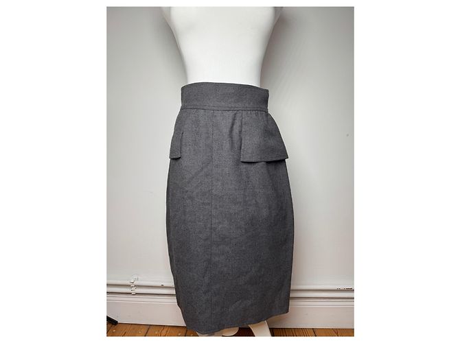 Vintage Chanel Wollrock grau 36/S Anthrazitgrau - Ansicht 15