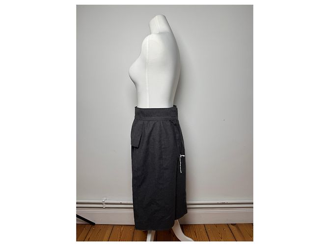 Vintage Chanel Wollrock grau 36/S Anthrazitgrau - Ansicht 2
