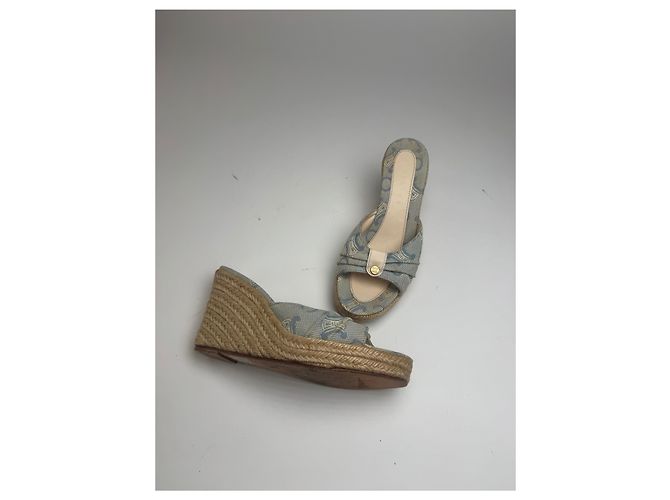 Céline Décolleté vintage Celine Paris monogramma blu beige EU36 - vista 14