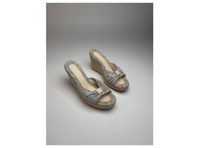 Céline Décolleté vintage Celine Paris monogramma blu beige EU36 - vista 3