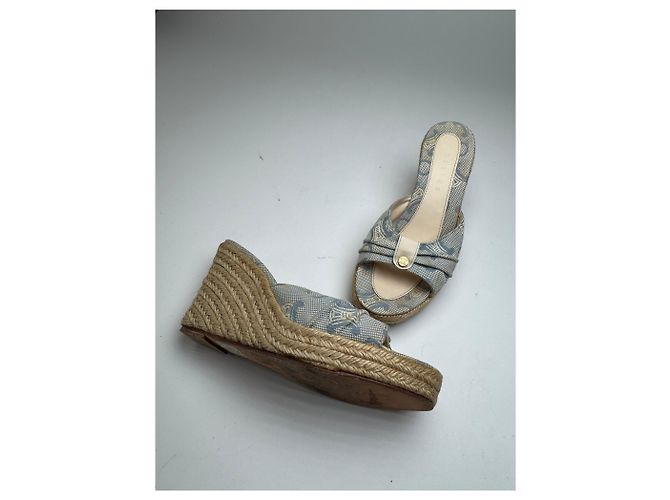 Céline Décolleté vintage Celine Paris monogramma blu beige EU36 - vista 4