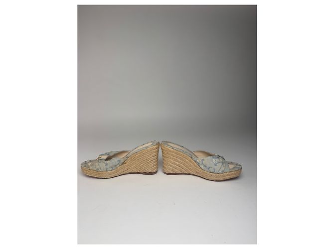 Céline Décolleté vintage Celine Paris monogramma blu beige EU36 - vista 6