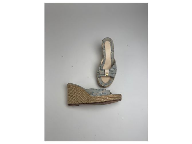 Céline Décolleté vintage Celine Paris monogramma blu beige EU36 - vista 7