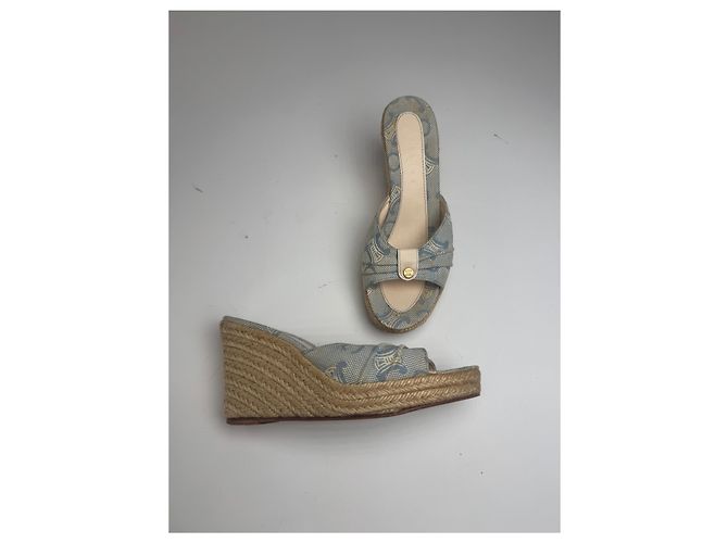 Céline Décolleté vintage Celine Paris monogramma blu beige EU36 - vista 9