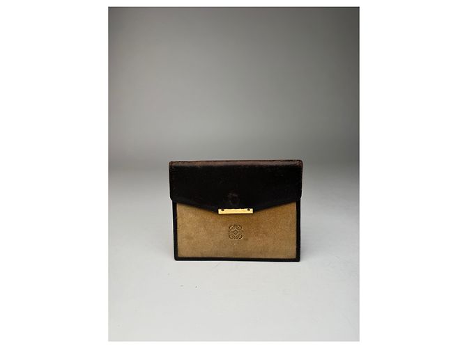 Vintage Loewe Suede / leather Card Holder Brown - view 12