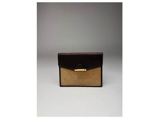 Vintage Loewe Suede / leather Card Holder Brown - view 3