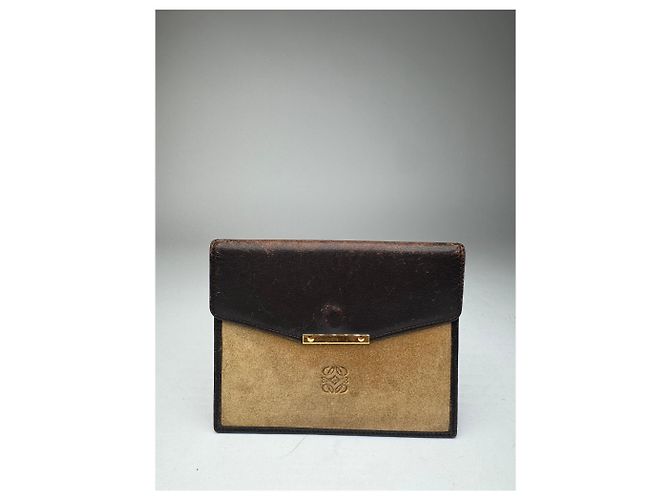 Vintage Loewe Suede / leather Card Holder Brown - view 7