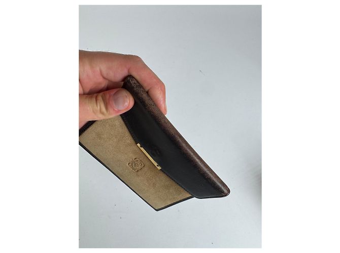 Vintage Loewe Suede / leather Card Holder Brown - view 9