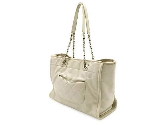 Chanel Deauville Medium Tote MM Schultertasche Weiß - Ansicht 3