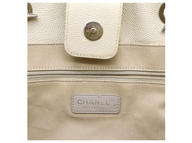 Chanel Deauville Medium Tote MM Schultertasche Weiß - Ansicht 7