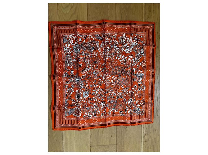 Bandana Hermès 55 Fiori e Farfalle Arancione - vista 2