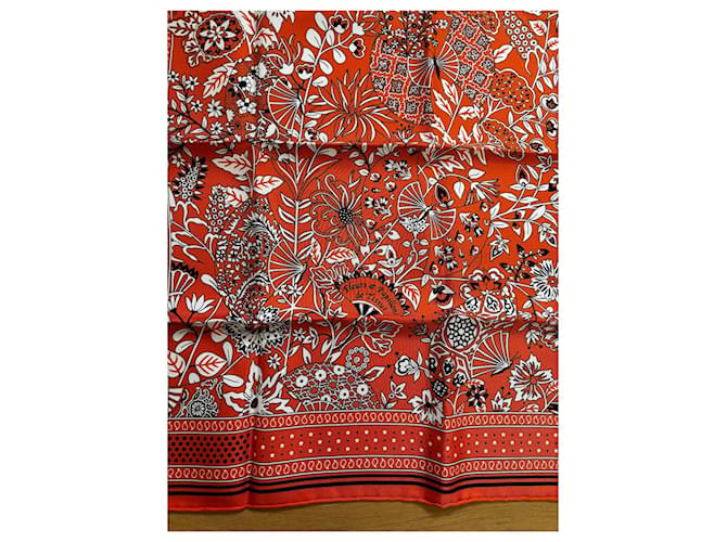 Bandana Hermès 55 Fiori e Farfalle Arancione - vista 4
