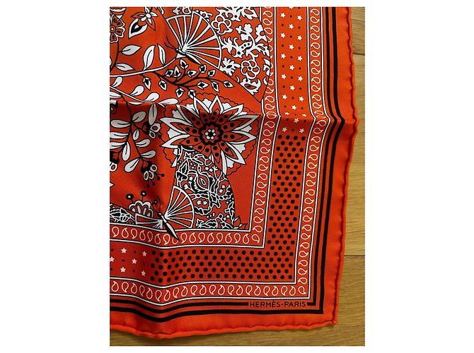 Bandana Hermès 55 Fiori e Farfalle Arancione - vista 5