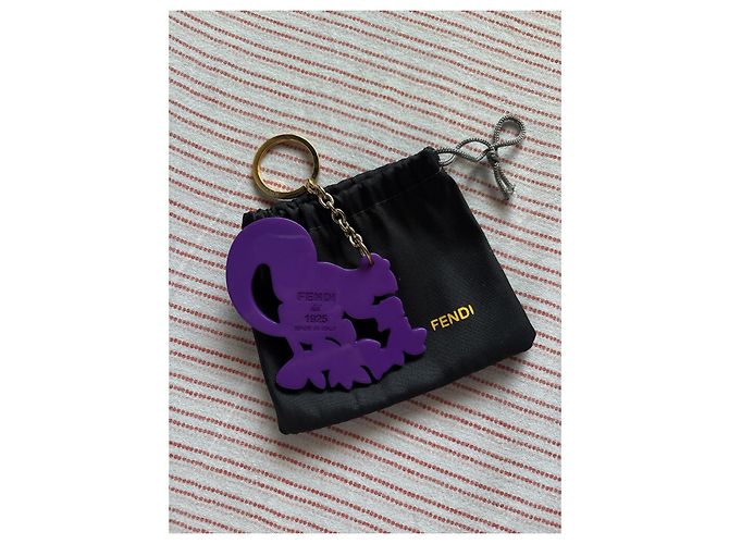 Portachiavi Fendi Scoiattolo Arancione e Viola Scuro - vista 3