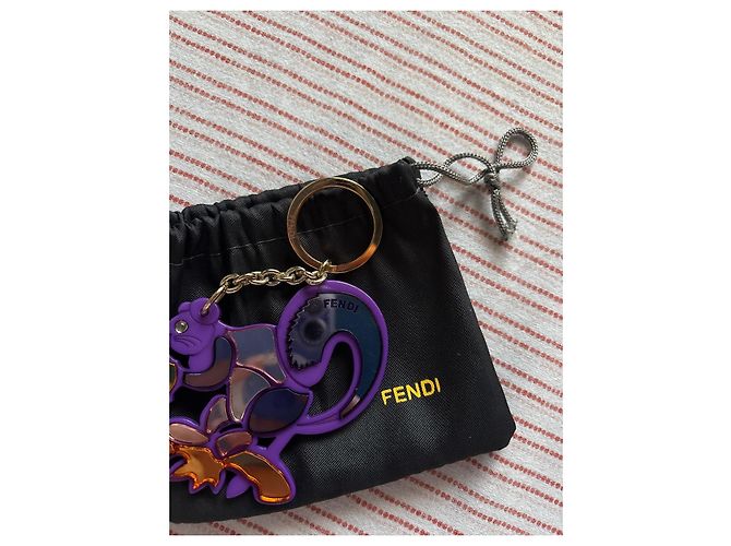 Portachiavi Fendi Scoiattolo Arancione e Viola Scuro - vista 4