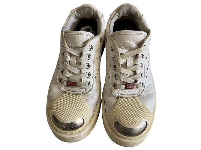 Sneakers Kenzo Hoops Low-Top Steel Toe in pelle bianca - vista 2