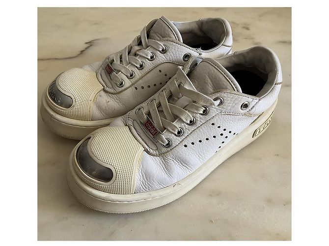 Sneakers Kenzo Hoops Low-Top Steel Toe in pelle bianca - vista 4