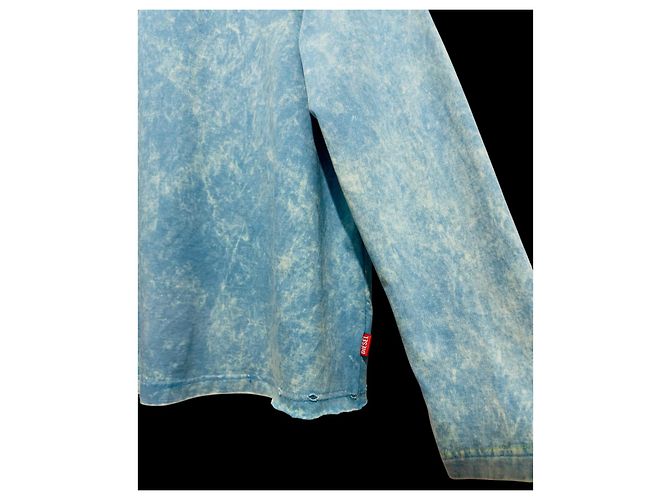 T-shirt Diesel maniche lunghe blu acid-wash cotone - vista 5
