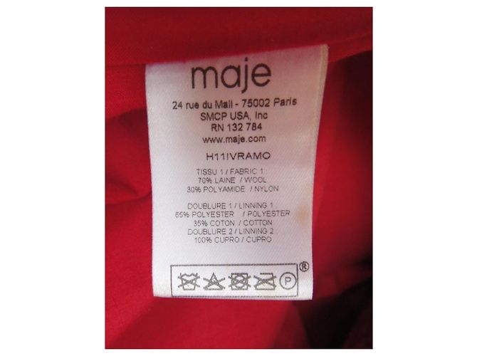 Maje Red Wool Short Coat Size 36 - view 7