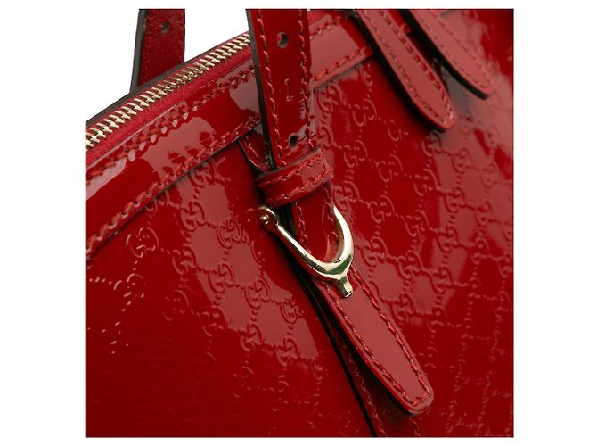 Gucci Rote große Microguccissima Lacktasche mit Kuppelgriff - Ansicht 9
