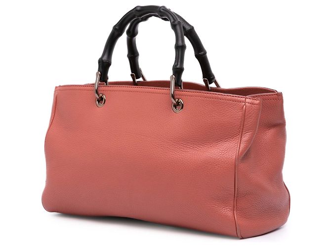 Bamboo Borsa shopper media in pelle di vitello rosa con bambù Gucci - vista 2