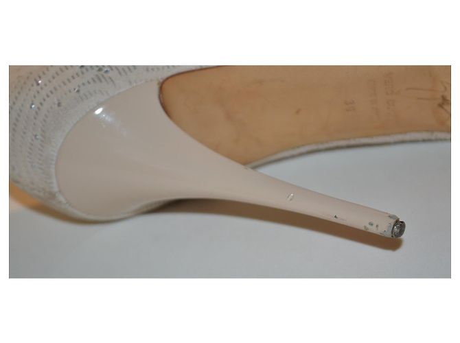 Décolleté Giuseppe Zanotti in pelle e cristalli beige taglia 39 - vista 5