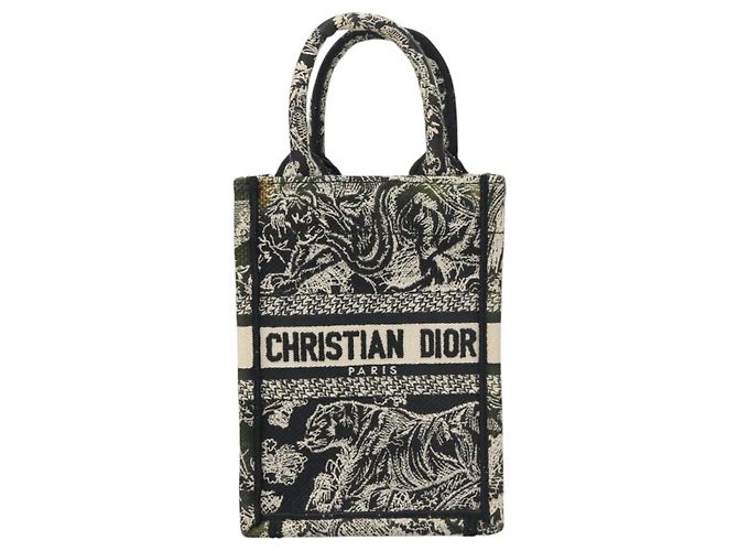 Borsa a mano verticale mini Christian Dior in tela 2 in 1 nera Auth 121850 Nero - vista 2