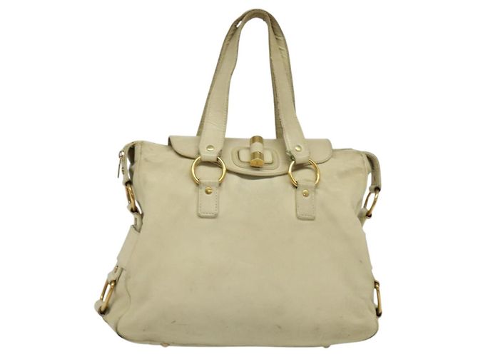 Borsa Tote in pelle beige oro SAINT LAURENT 169366 Auth bs28797 D'oro - vista 13
